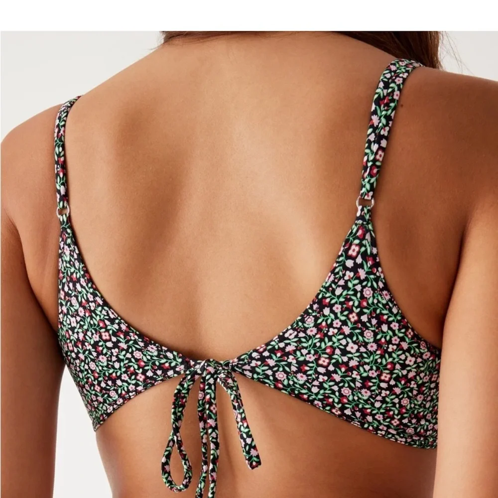 Frankie's Bikinis Floral Black Pink Green Bikini Set